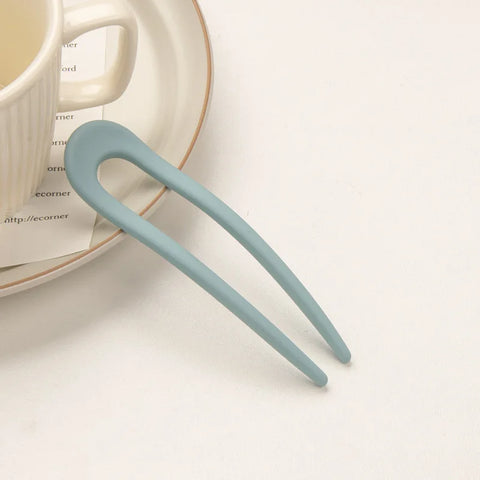Fashion Candy Color Hair Sticks for Women - Elegant U Shape Hair Clips & Pins