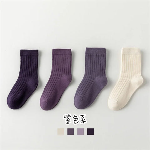Cute Morandi Color Kids Socks for Autumn & Winter