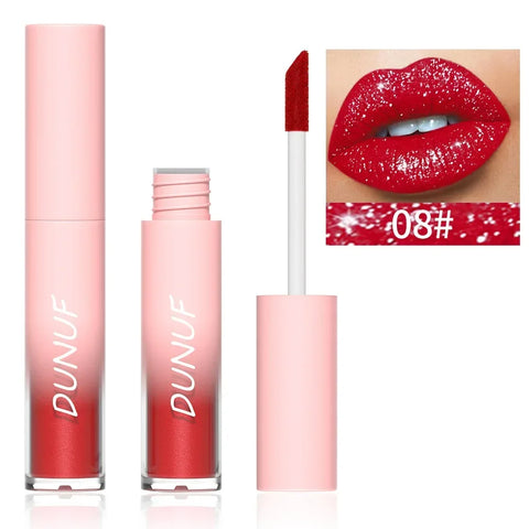 18 Color Diamond Glitter Lip Gloss - Waterproof Long Lasting Matte Liquid Lipstick for Women