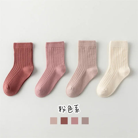 Cute Morandi Color Kids Socks for Autumn & Winter