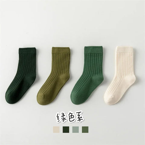Cute Morandi Color Kids Socks for Autumn & Winter