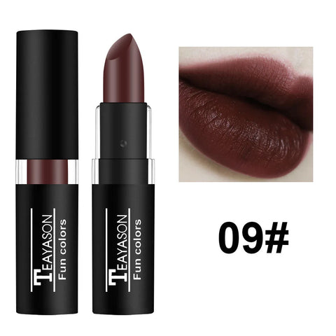 Punk Dark Wine Red Lipstick - Waterproof Matte Lip Color for Bold Looks