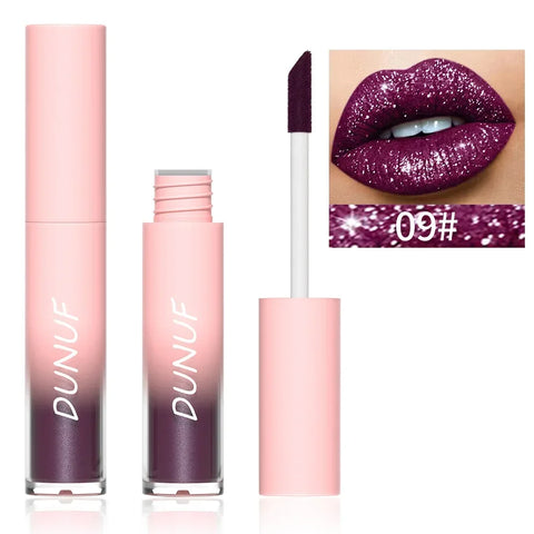18 Color Diamond Glitter Lip Gloss - Waterproof Long Lasting Matte Liquid Lipstick for Women
