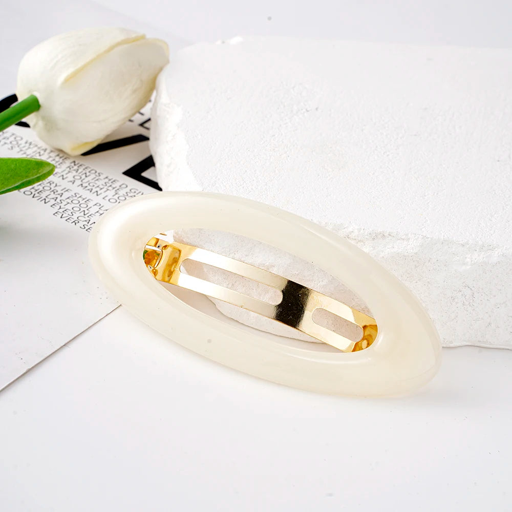 Korean Big Spring Hair Claw Clips - Stylish Metal Jelly Ponytail Holders