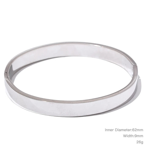 Yhpup High Quality Stainless Steel Round Wide Bracelet Bangle – Fashion Texture in Gold and Silver Color, Waterproof Charm Jewelry Gift