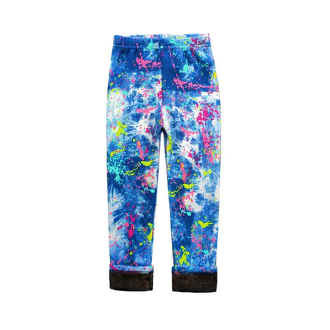 Vintage Floral Fleece Leggings for Girls