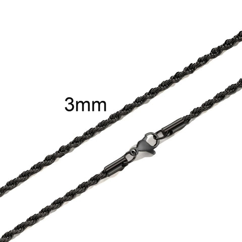 Minimalist Twist Rope Chain Necklace for Men & Women - Stylish Stainless Steel Jewelry in Gold, Silver, and Black