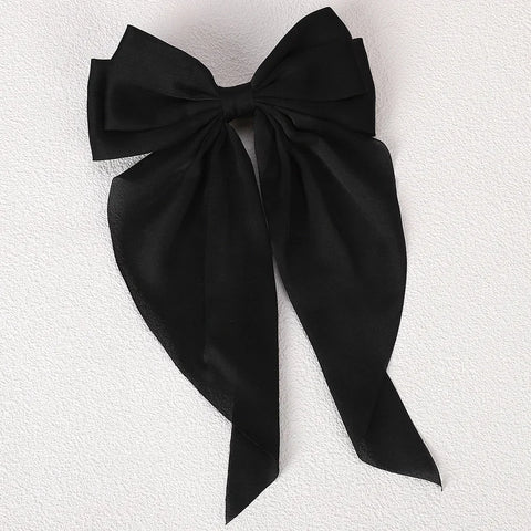 Meisjes lange grote strik drijvende satijnen clips achterhoofd haarspeld - elegante haaraccessoires