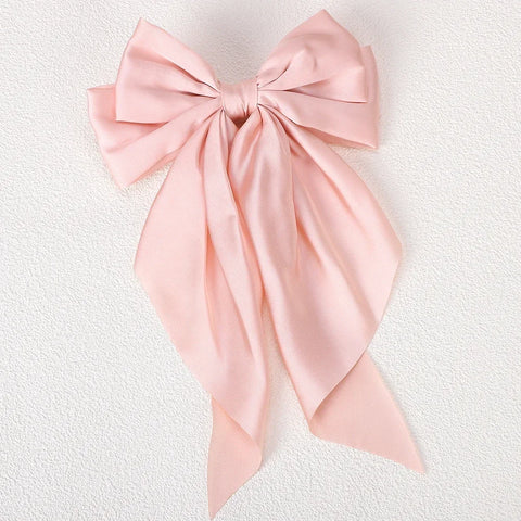 Meisjes lange grote strik drijvende satijnen clips achterhoofd haarspeld - elegante haaraccessoires