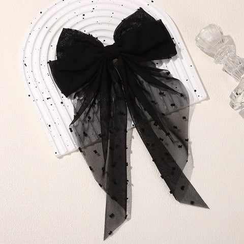 Meisjes lange grote strik drijvende satijnen clips achterhoofd haarspeld - elegante haaraccessoires