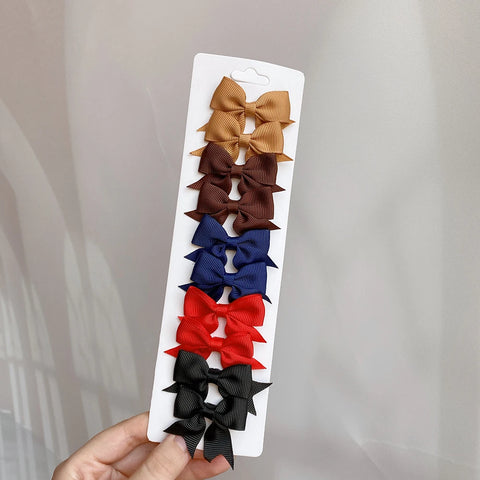 10 stuks effen gekleurde linten baby strikken haarspeldjes voor meisjes - handgemaakte strik haarspelden 