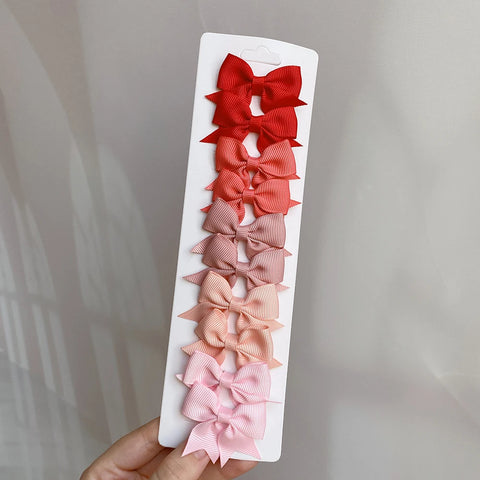 10 stuks effen gekleurde linten baby strikken haarspeldjes voor meisjes - handgemaakte strik haarspelden 