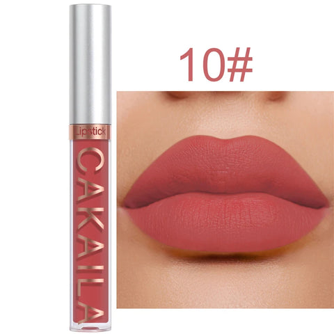 Dark Red Matte Lip Gloss - 18 Color Velvet Lip Glaze, Long-Lasting & Waterproof Liquid Lipstick for Women
