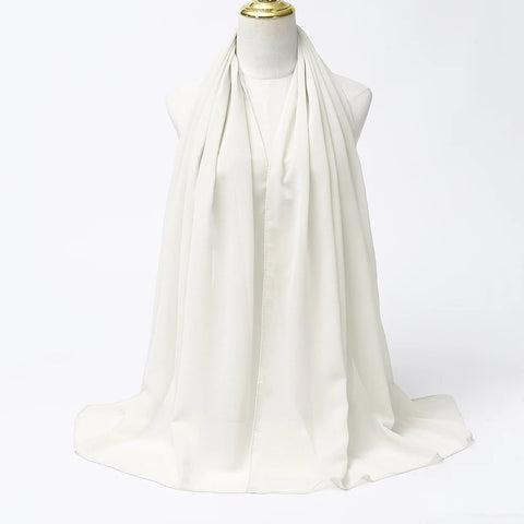 Elegant Muslim Chiffon Hijab Scarf - Lightweight Long Solid Color Head Wrap for Women