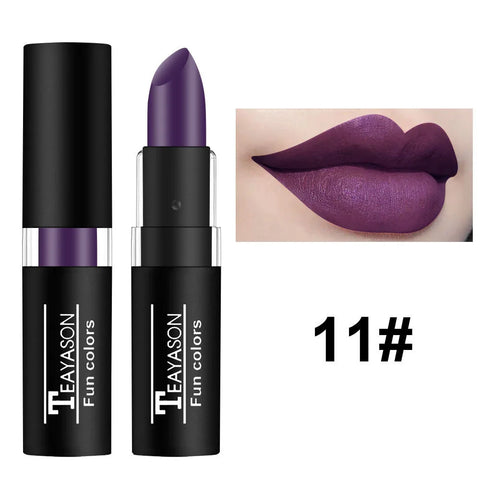 Punk Dark Wine Red Lipstick - Waterproof Matte Lip Color for Bold Looks