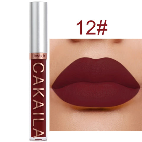 Dark Red Matte Lip Gloss - 18 Color Velvet Lip Glaze, Long-Lasting & Waterproof Liquid Lipstick for Women