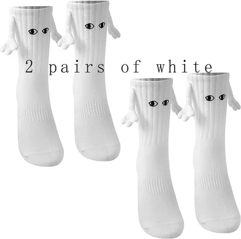 Funny Adult Socks - Magnetic Hand in Hand Solid Color Cartoon Couple Socks for Holidays
