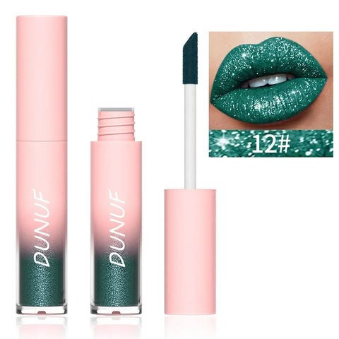 18 Color Diamond Glitter Lip Gloss - Waterproof Long Lasting Matte Liquid Lipstick for Women