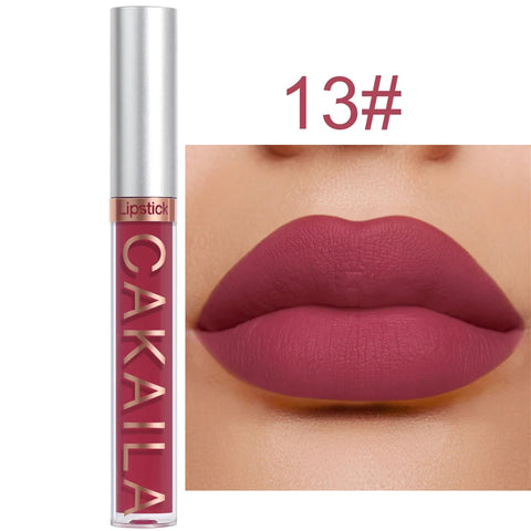 Dark Red Matte Lip Gloss - 18 Color Velvet Lip Glaze, Long-Lasting & Waterproof Liquid Lipstick for Women