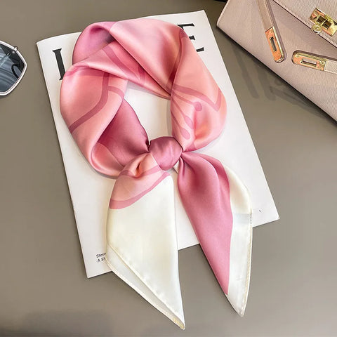 70cm Fashion Print Satin Silk Scarf for Women