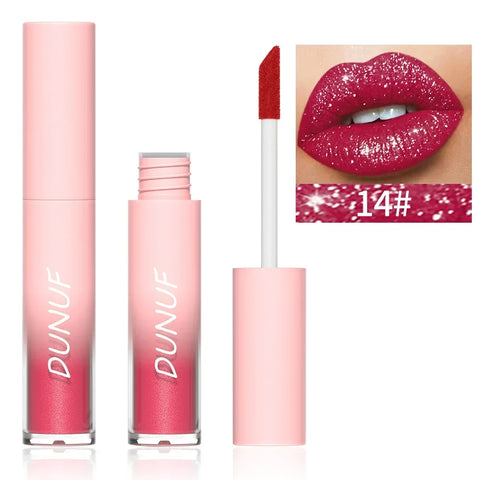18 Color Diamond Glitter Lip Gloss - Waterproof Long Lasting Matte Liquid Lipstick for Women
