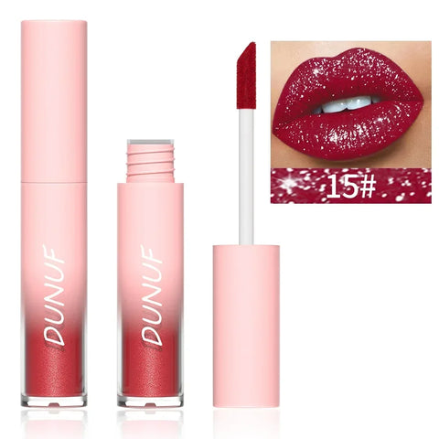 18 Color Diamond Glitter Lip Gloss - Waterproof Long Lasting Matte Liquid Lipstick for Women