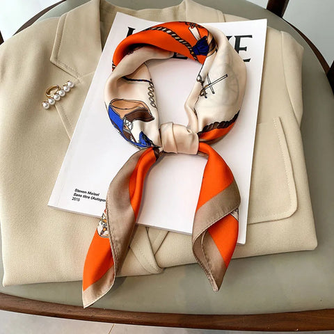 Luxury Animal Silk Satin Head Scarf for Women