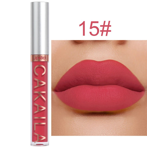 Dark Red Matte Lip Gloss - 18 Color Velvet Lip Glaze, Long-Lasting & Waterproof Liquid Lipstick for Women