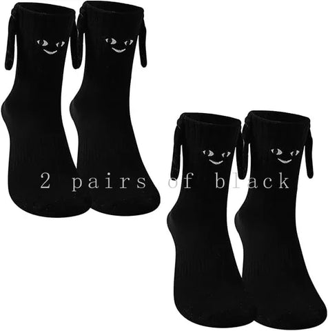 Funny Adult Socks - Magnetic Hand in Hand Solid Color Cartoon Couple Socks for Holidays