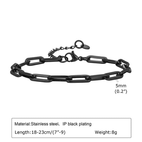 5mm Paperclip Chain Bracelets for Men and Women - Waterproof Stainless Steel Links Wristband