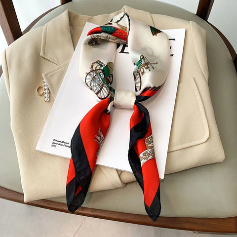 Luxury Animal Silk Satin Head Scarf for Women