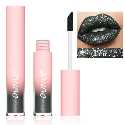 18 Color Diamond Glitter Lip Gloss - Waterproof Long Lasting Matte Liquid Lipstick for Women