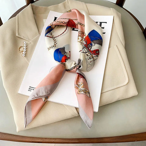 Luxury Animal Silk Satin Head Scarf for Women