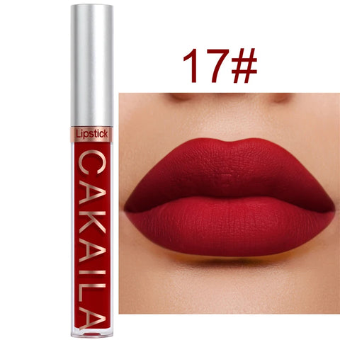 Dark Red Matte Lip Gloss - 18 Color Velvet Lip Glaze, Long-Lasting & Waterproof Liquid Lipstick for Women