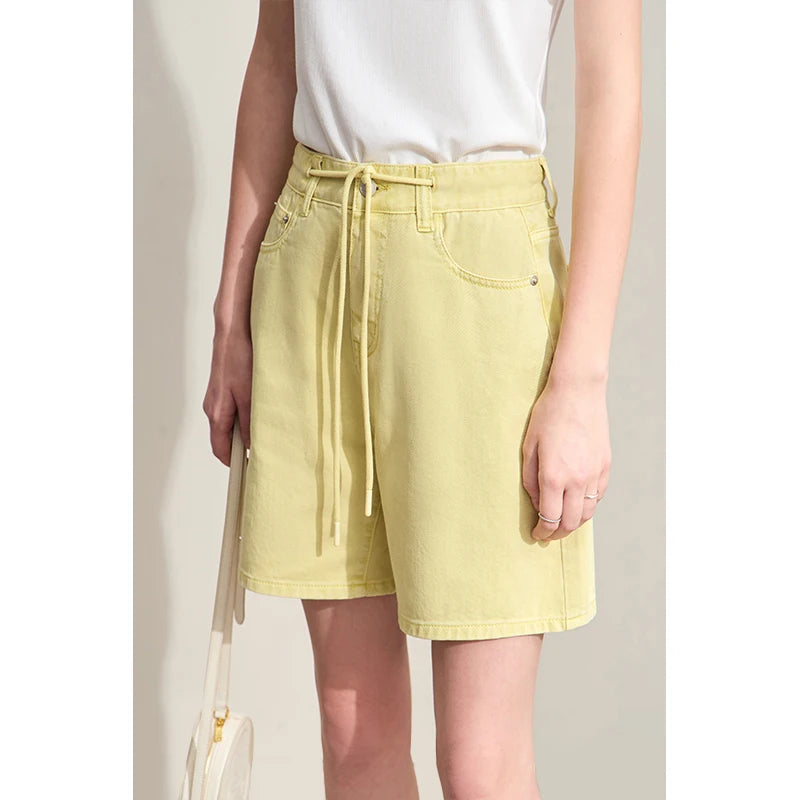 Amii Minimalism Women Denim Shorts