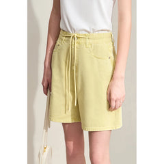 Amii Minimalism Women Denim Shorts