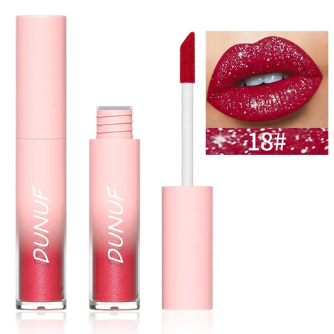 18 Color Diamond Glitter Lip Gloss - Waterproof Long Lasting Matte Liquid Lipstick for Women