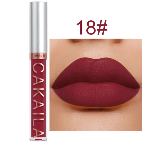 Dark Red Matte Lip Gloss - 18 Color Velvet Lip Glaze, Long-Lasting & Waterproof Liquid Lipstick for Women