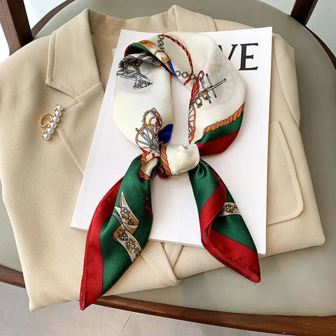 Luxury Animal Silk Satin Head Scarf for Women