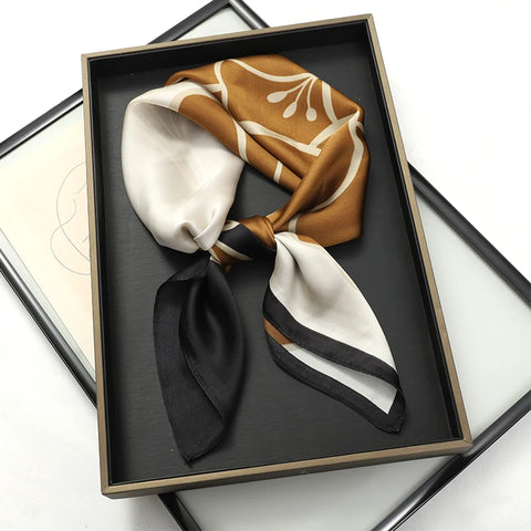 2025 Luxury Silk Skinny Scarf with Cat Print