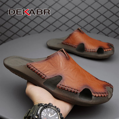 DEKABR Heren Sandalen van Koeienleer - Zomer Casual Schoenen 
