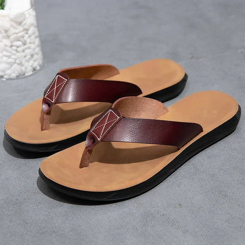 2023 New Italian Leather Flip-flops for Men - Cool Summer Beach Shoes