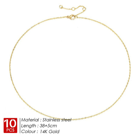 eManco 10PCS Fine Chain Necklace - Stainless Steel Gold-Plated Jewelry for Women
