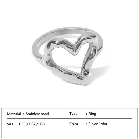 Vintage Circle Motif Stainless Steel Ring for Women - Unique Melted Texture Jewelry