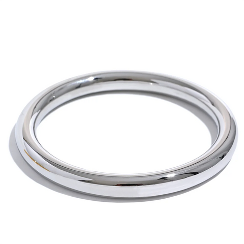 Yhpup 65mm Polished Textured Waterproof Stainless Steel Big Bracelet Bangle - Glossy Minimalist Jewelry