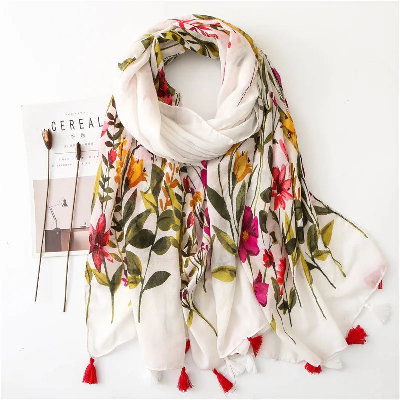 Luxury Cotton Scarf for Women - Large Shawl & Hijab
