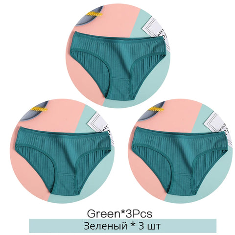 FINETOO Dames katoenen slipjes 3 stuks zachte gestreepte damesonderbroeken effen meisjes slips sexy dameslingerie M-XL comfortabel ondergoed 
