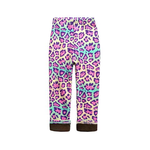 Vintage Floral Fleece Leggings for Girls