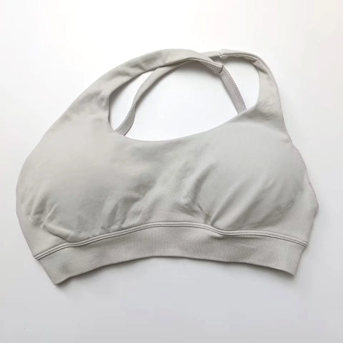 NCLAGEN Asymmetric Sports Bra Gym Top for Women - High Support Halter Backless Fitness Activewear