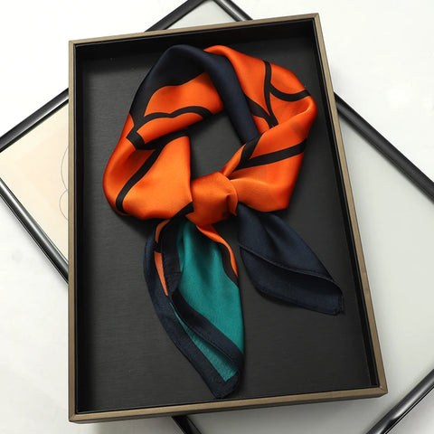 2025 Luxury Silk Skinny Scarf with Cat Print